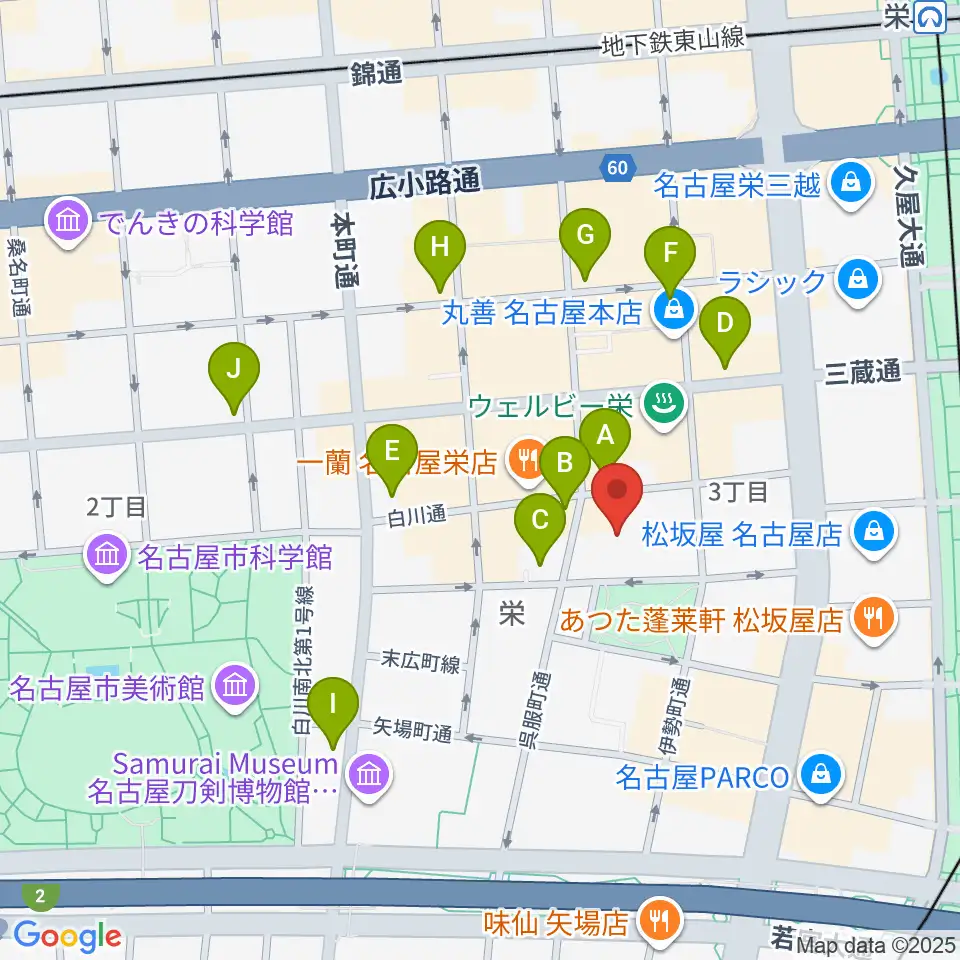 名古屋市青少年文化センター アートピア周辺のコンビニエンスストア一覧地図