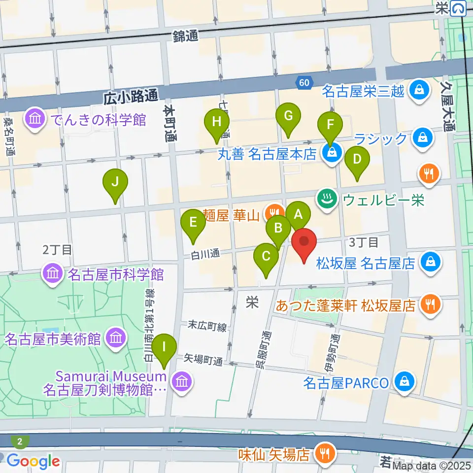 名古屋市青少年文化センター アートピア周辺のコンビニエンスストア一覧地図