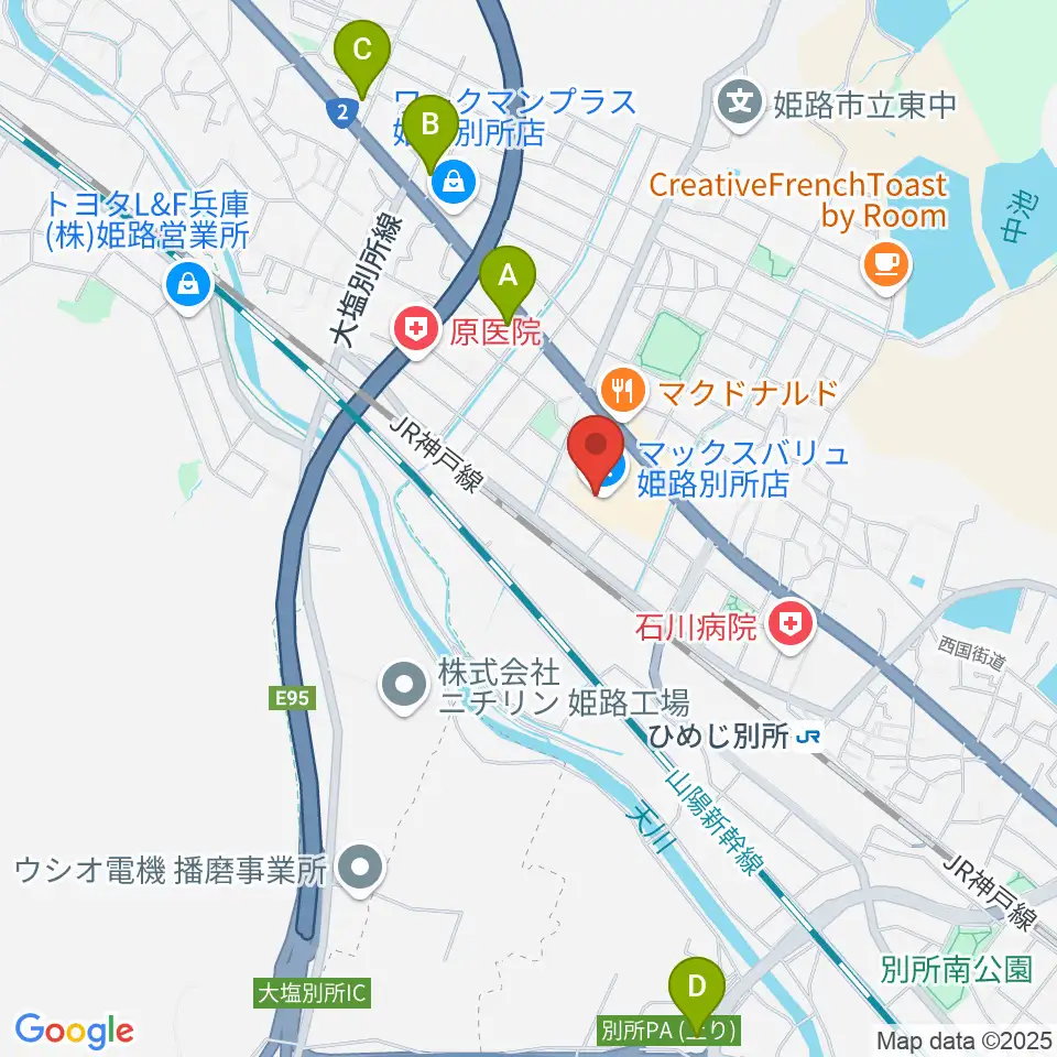 文化堂 イオン姫路別所センター周辺のコンビニエンスストア一覧地図