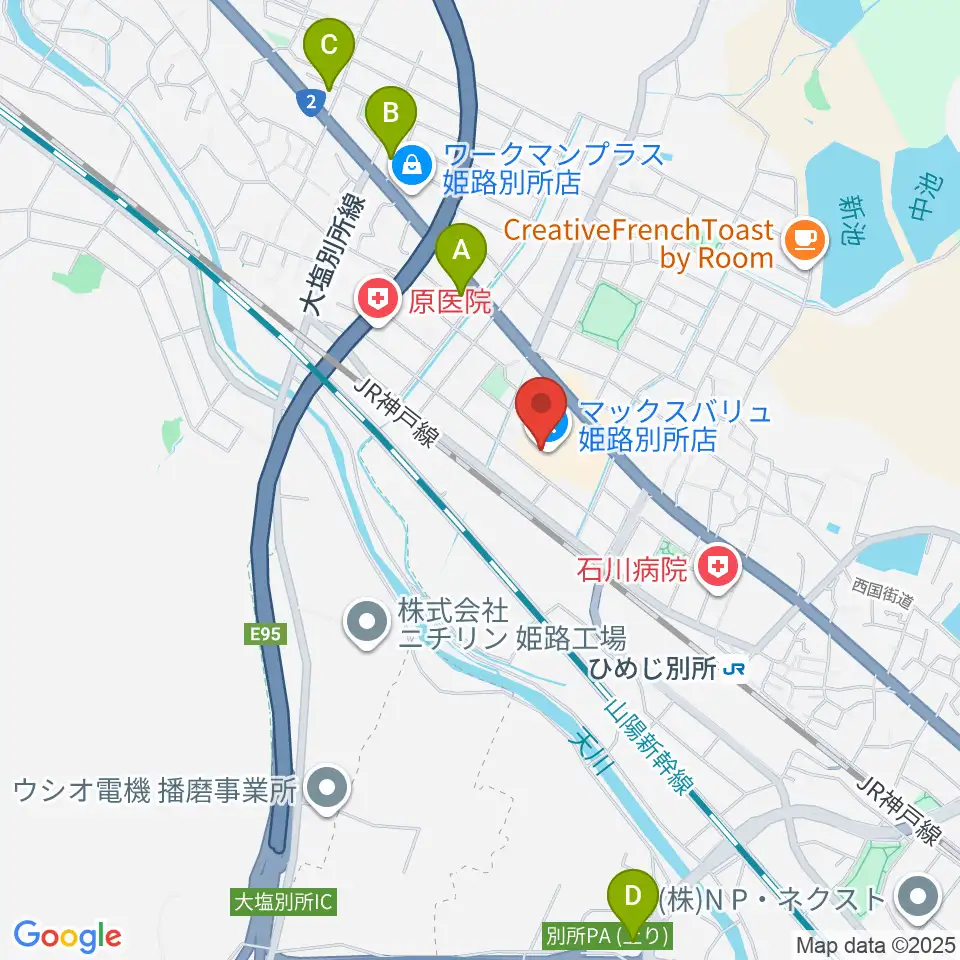 文化堂 イオン姫路別所センター周辺のコンビニエンスストア一覧地図