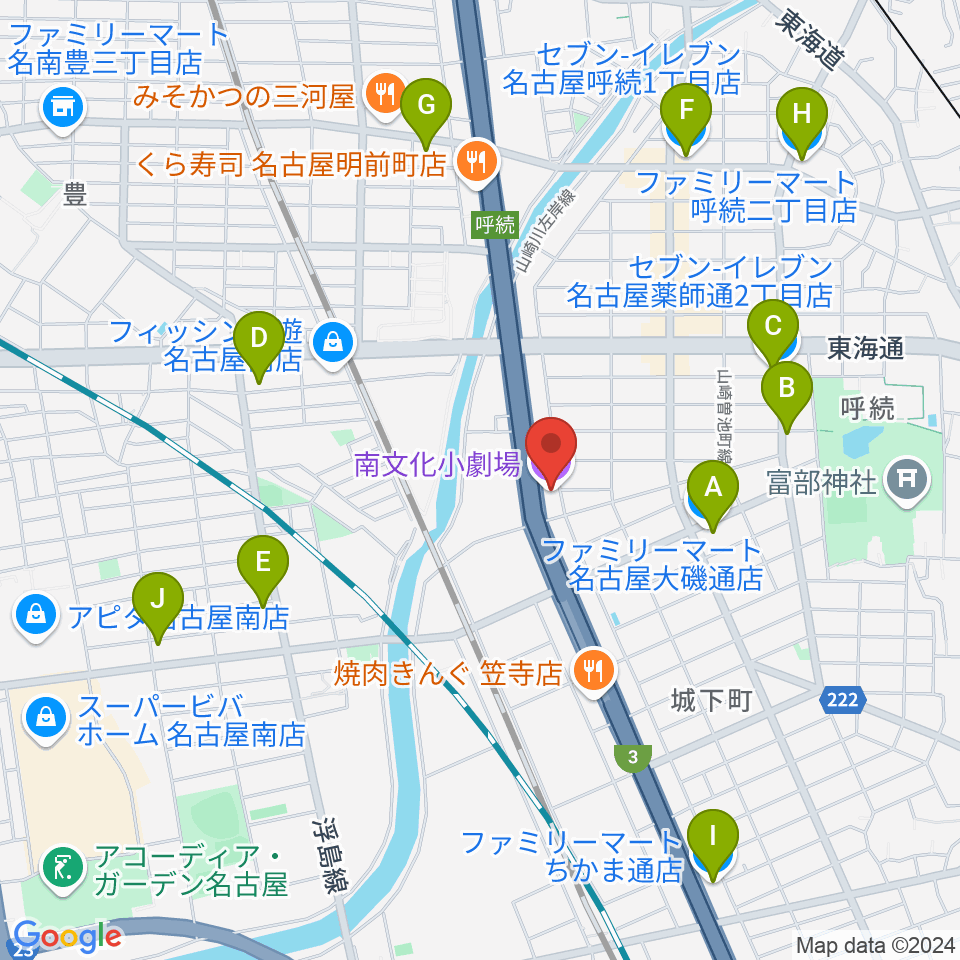 南文化小劇場周辺のコンビニエンスストア一覧地図