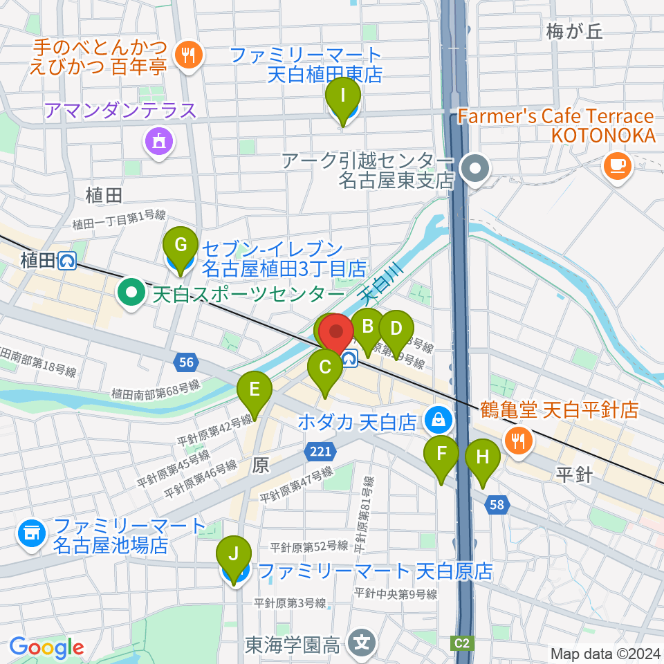 天白文化小劇場周辺のコンビニエンスストア一覧地図