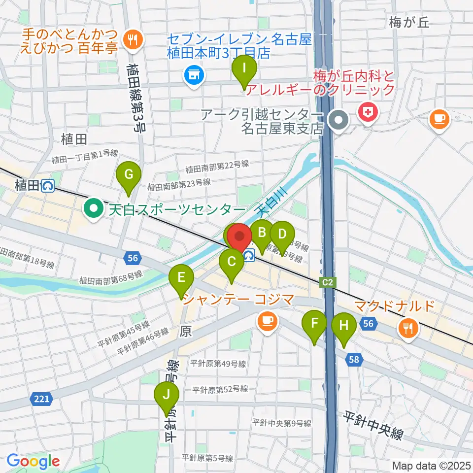 天白文化小劇場周辺のコンビニエンスストア一覧地図