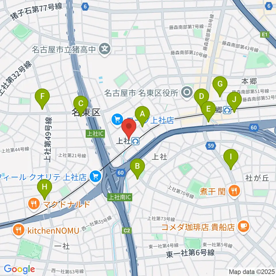 名東文化小劇場周辺のコンビニエンスストア一覧地図