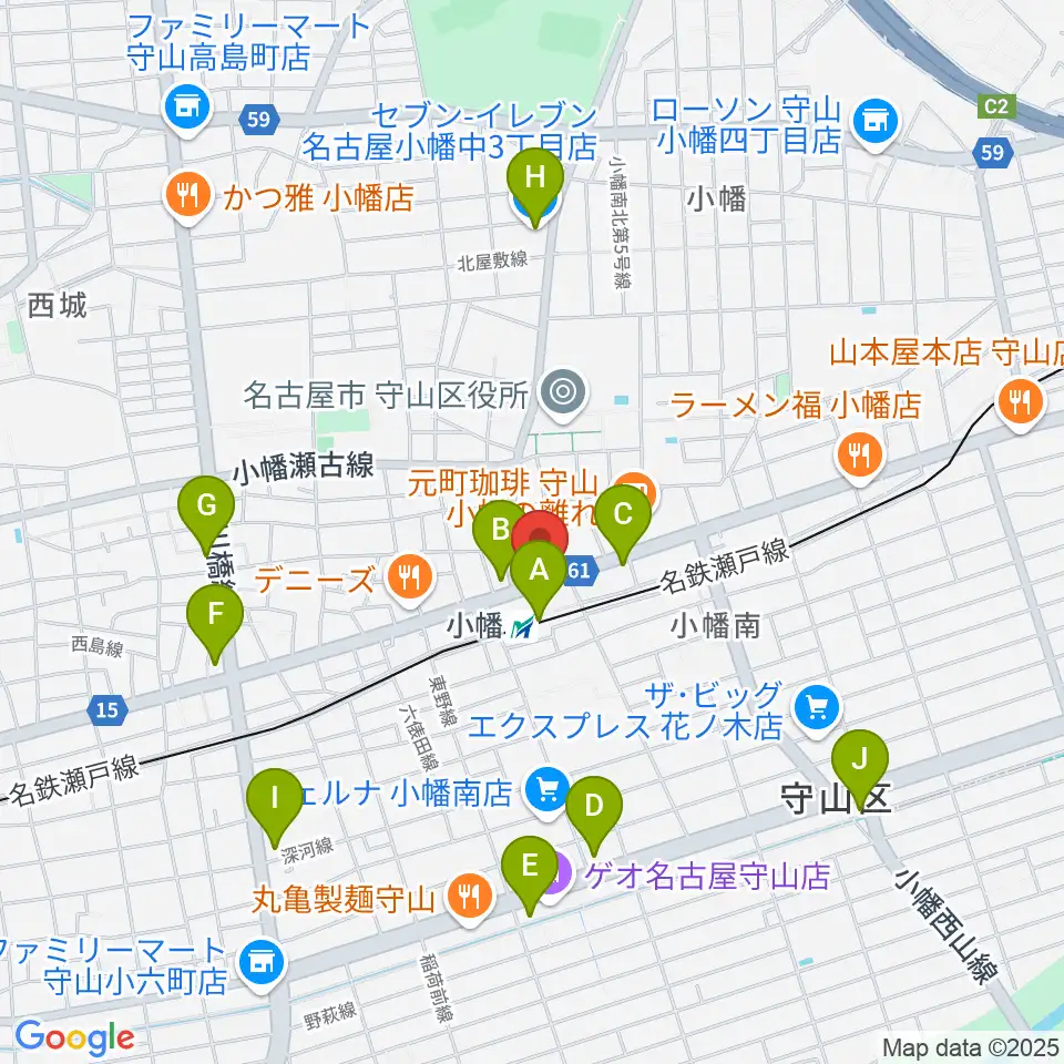 守山文化小劇場周辺のコンビニエンスストア一覧地図