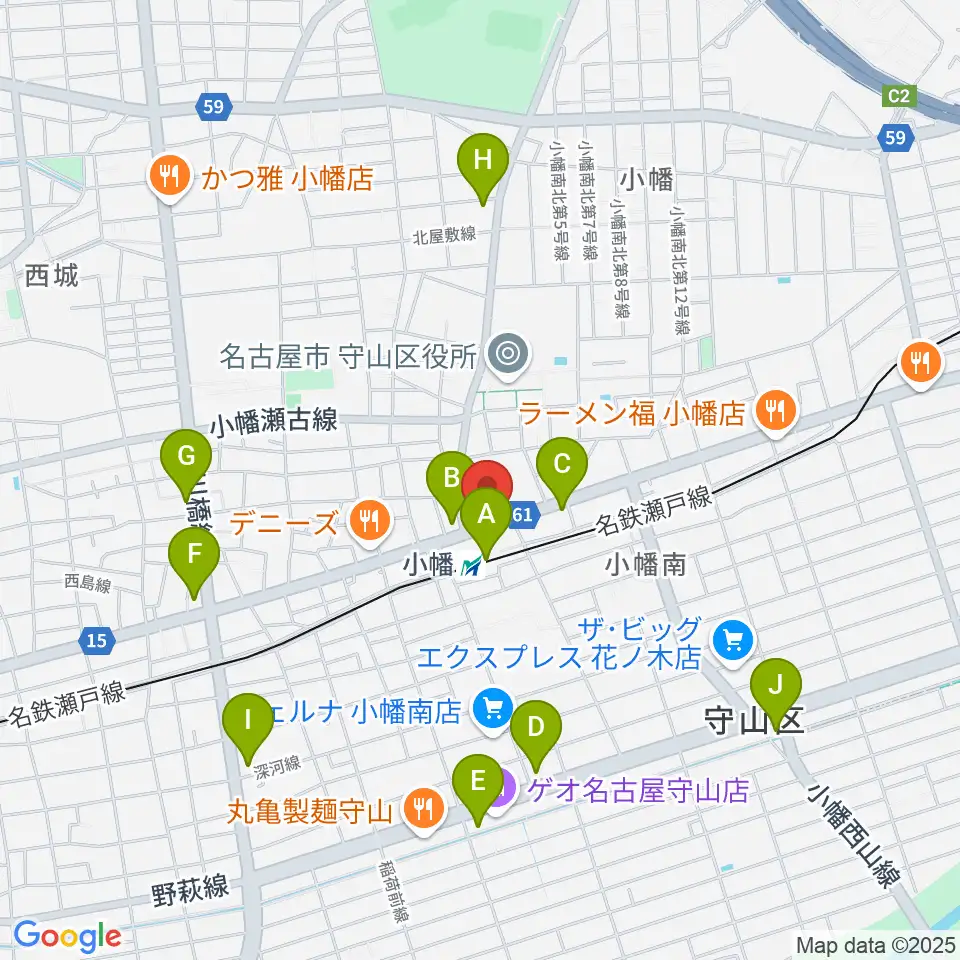 守山文化小劇場周辺のコンビニエンスストア一覧地図