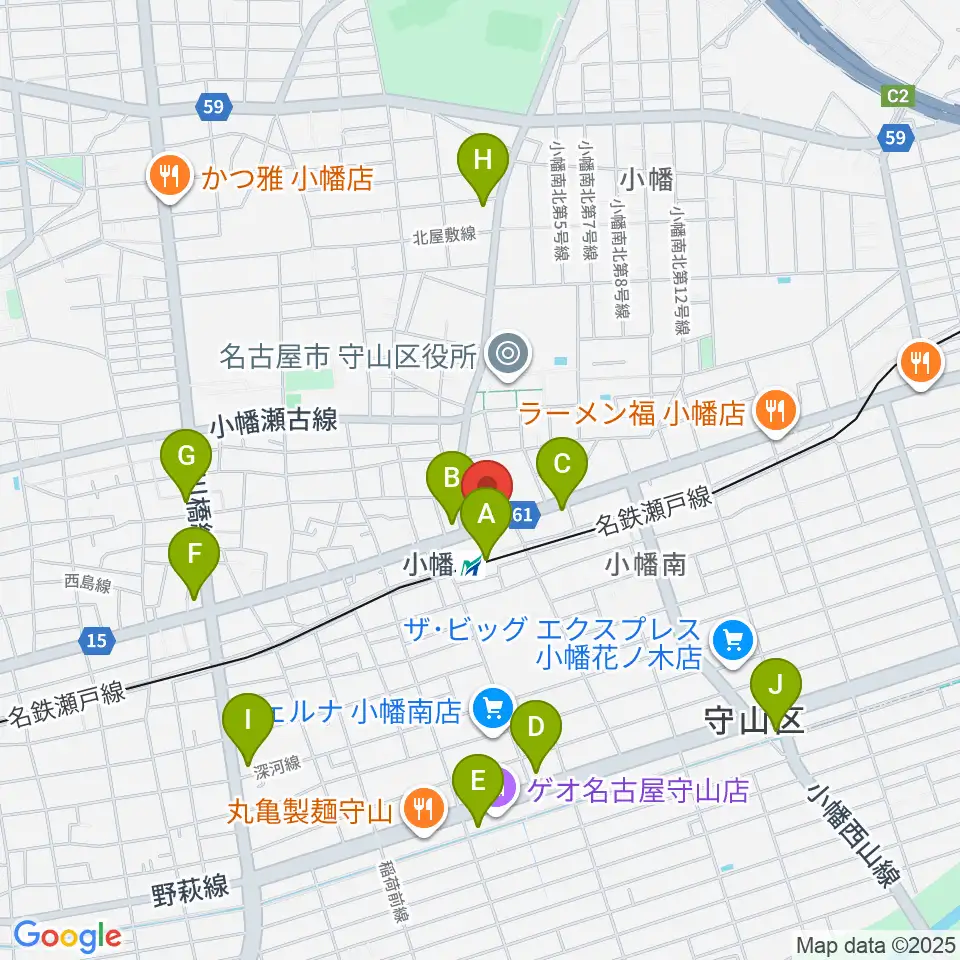 守山文化小劇場周辺のコンビニエンスストア一覧地図