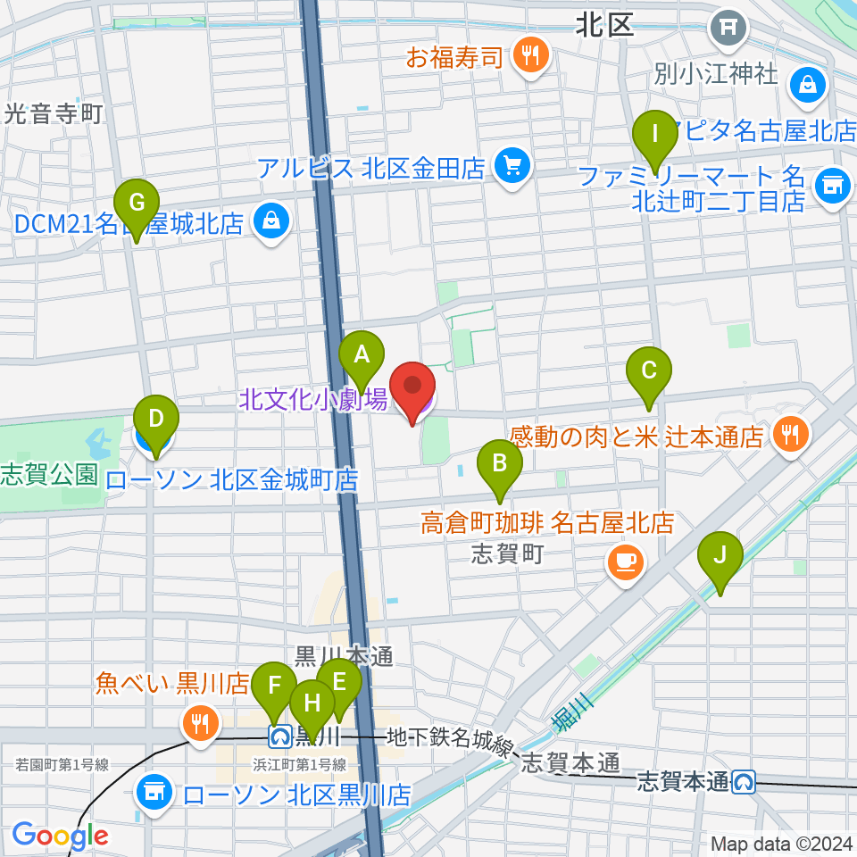 北文化小劇場周辺のコンビニエンスストア一覧地図