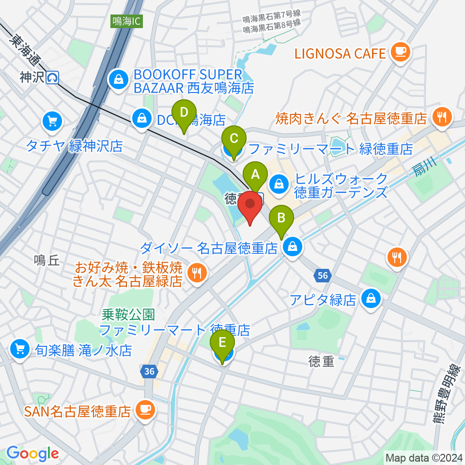 緑文化小劇場周辺のコンビニエンスストア一覧地図