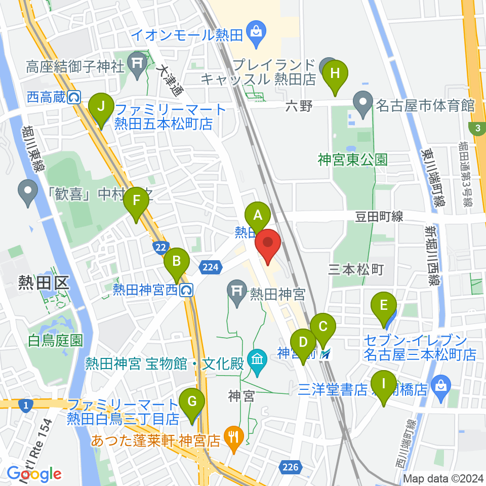 熱田文化小劇場周辺のコンビニエンスストア一覧地図