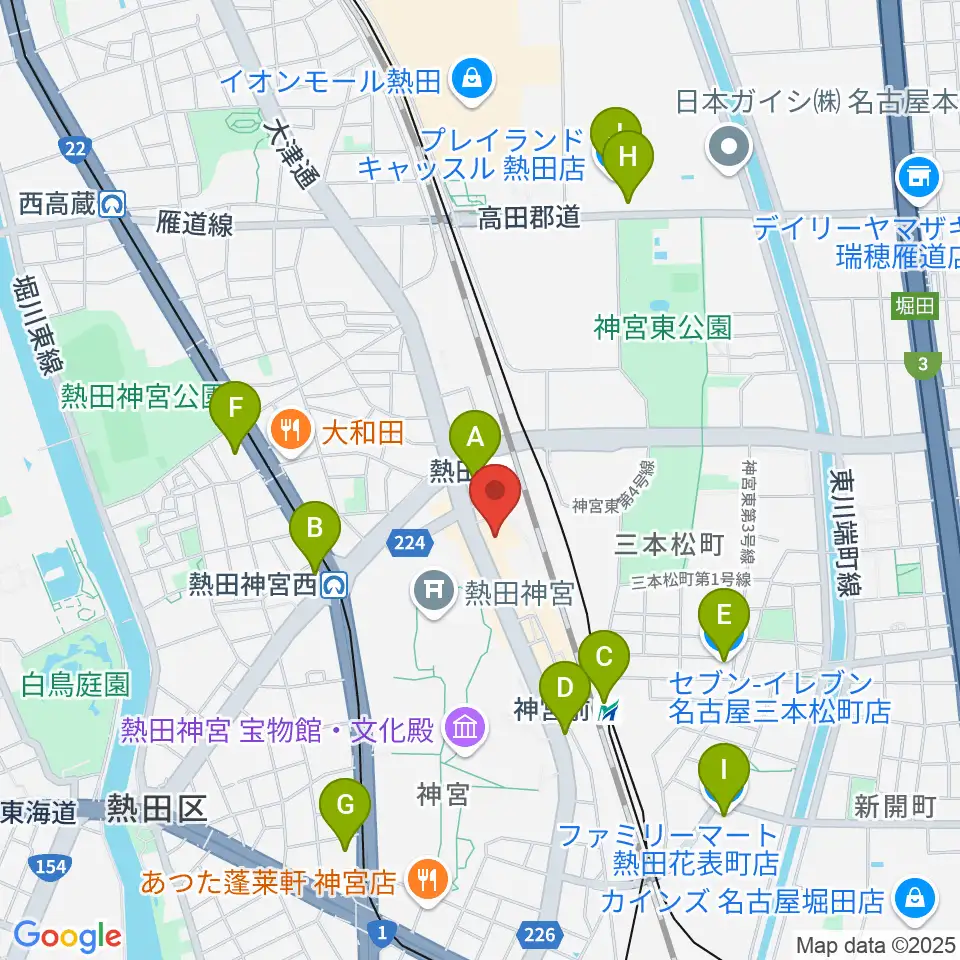 熱田文化小劇場周辺のコンビニエンスストア一覧地図