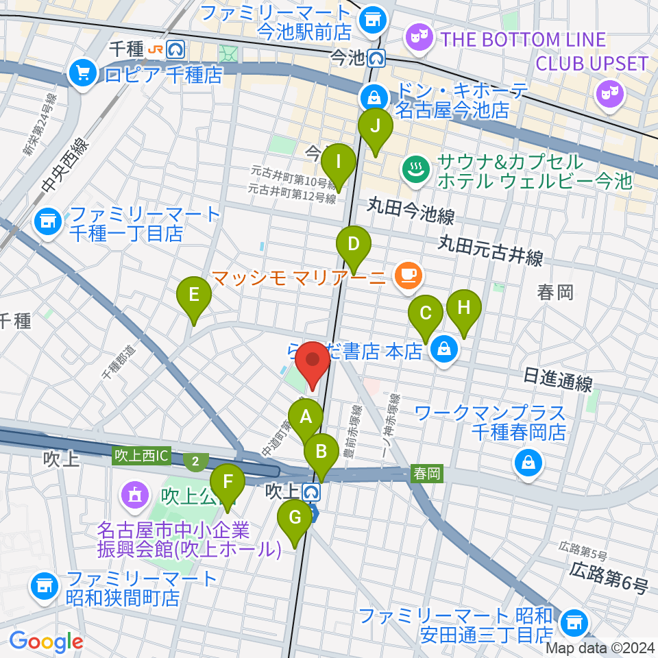 千種文化小劇場（ちくさ座）周辺のコンビニエンスストア一覧地図