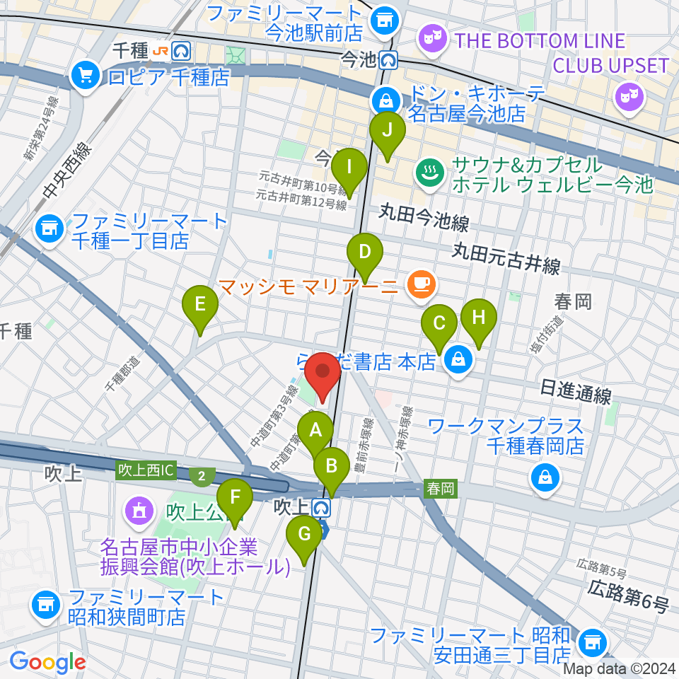 千種文化小劇場（ちくさ座）周辺のコンビニエンスストア一覧地図