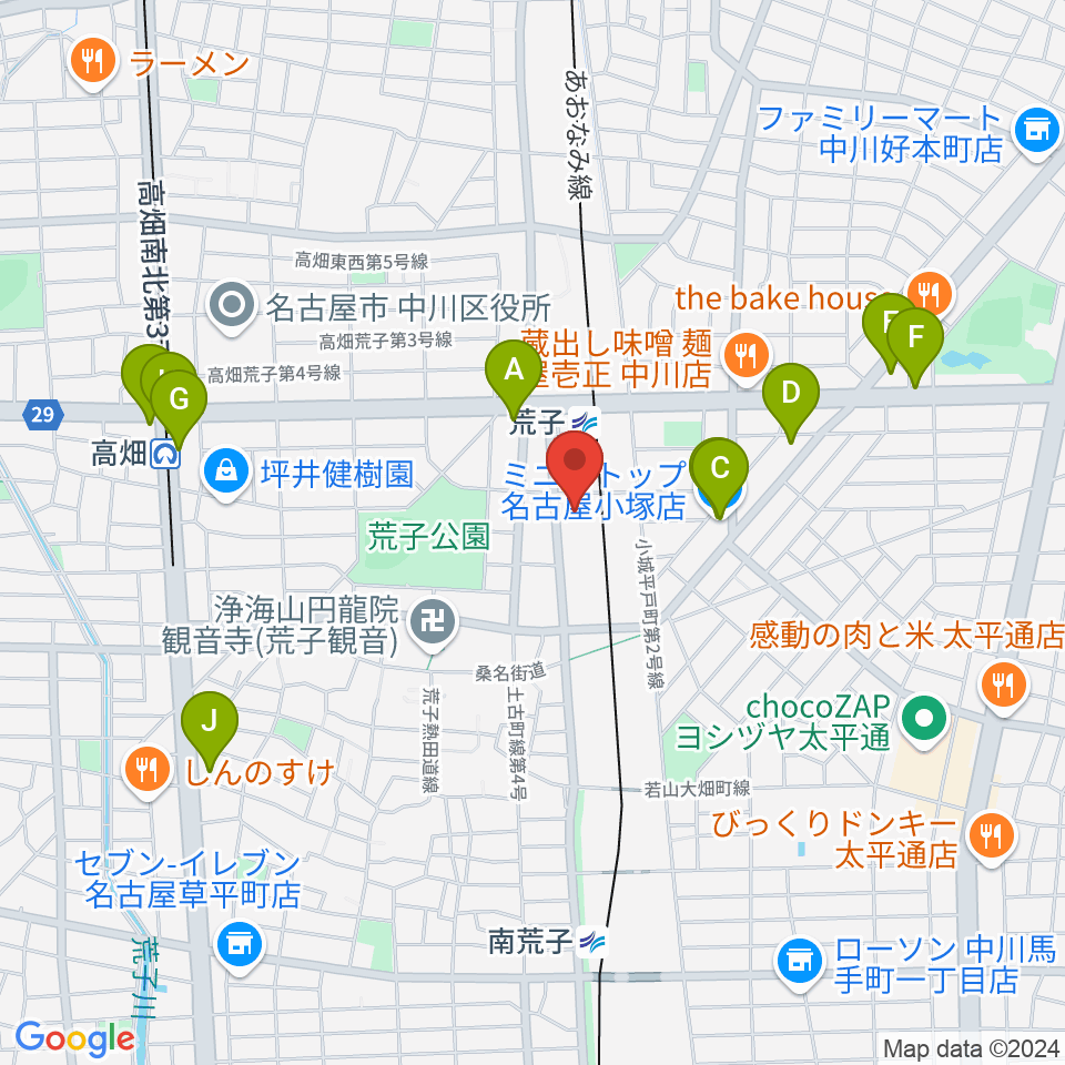 中川文化小劇場周辺のコンビニエンスストア一覧地図