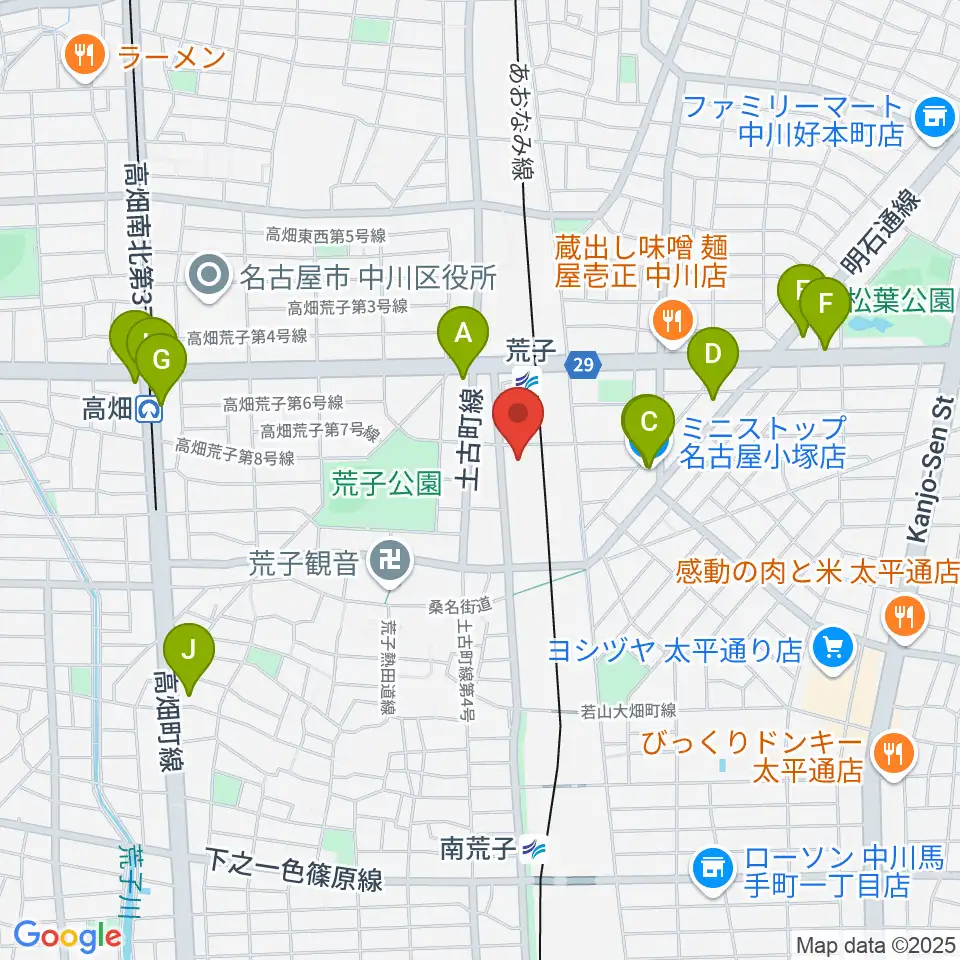 中川文化小劇場周辺のコンビニエンスストア一覧地図