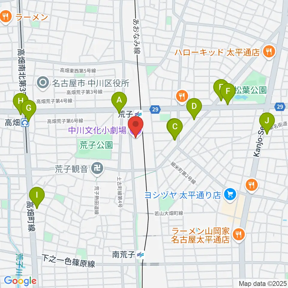 中川文化小劇場周辺のコンビニエンスストア一覧地図