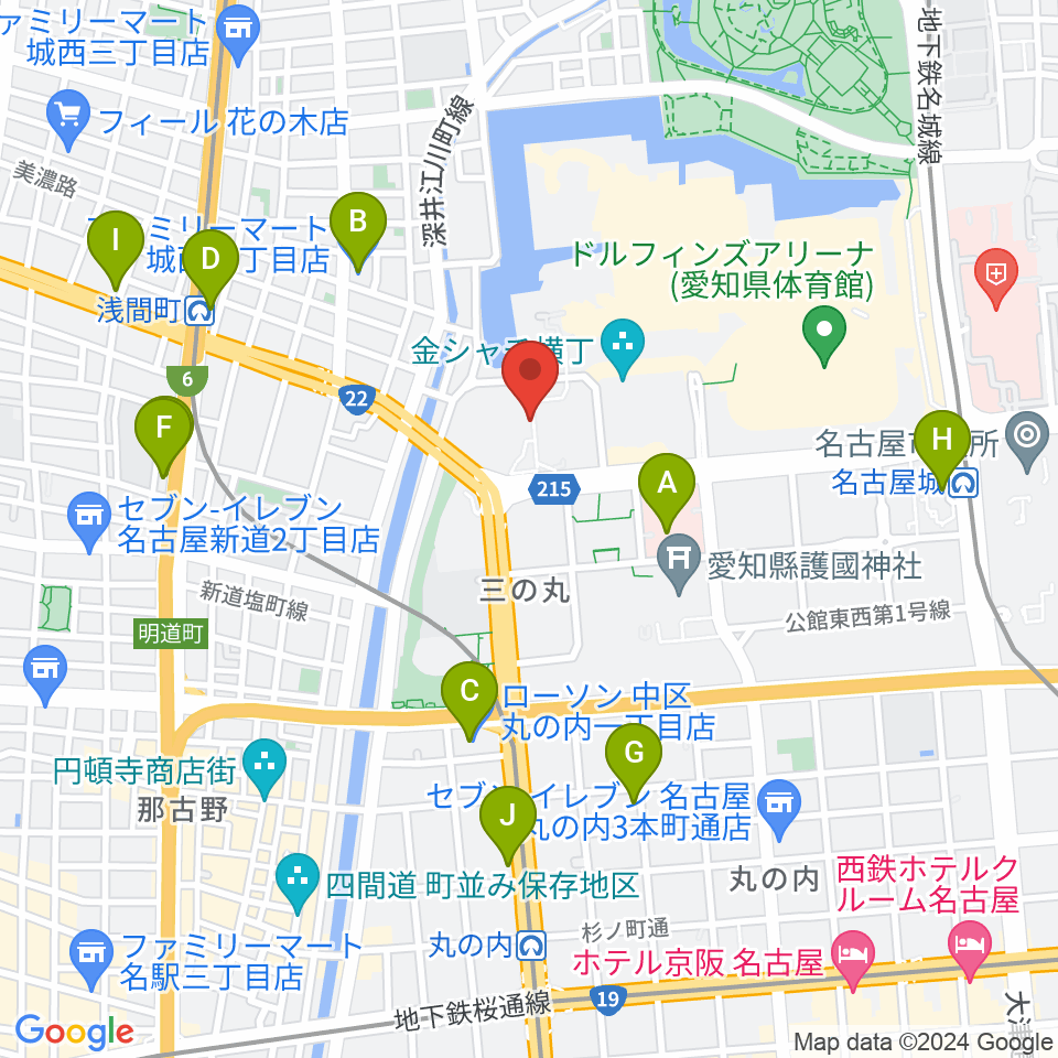 名古屋能楽堂周辺のコンビニエンスストア一覧地図