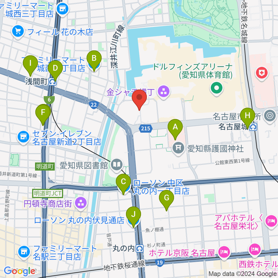 名古屋能楽堂周辺のコンビニエンスストア一覧地図