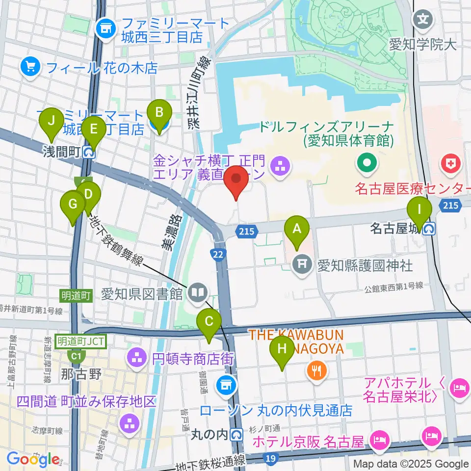 名古屋能楽堂周辺のコンビニエンスストア一覧地図