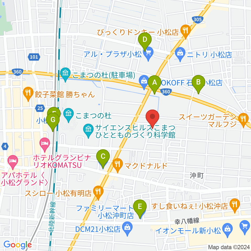 ロックスタジオFFBODY周辺のコンビニエンスストア一覧地図