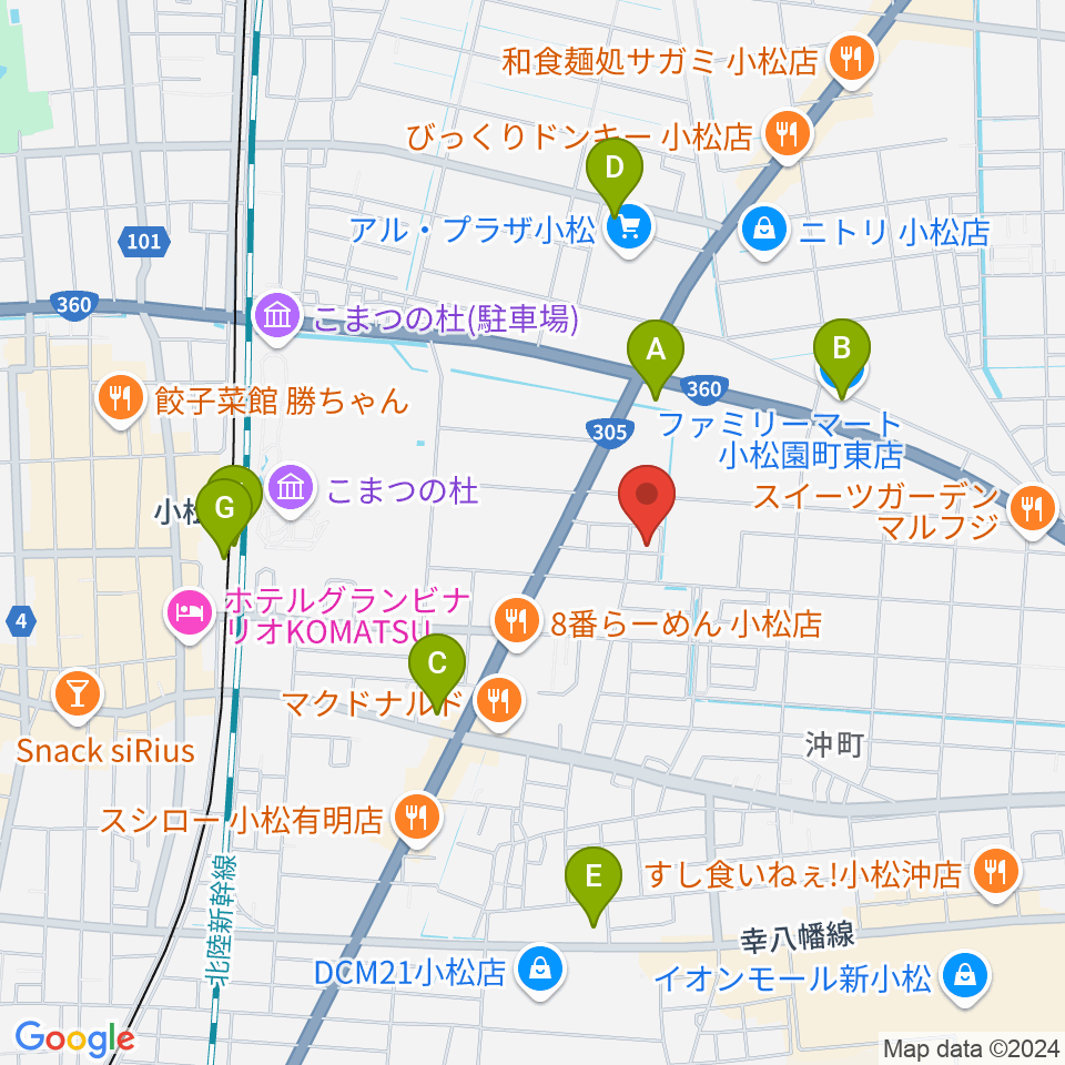 ロックスタジオFFBODY周辺のコンビニエンスストア一覧地図