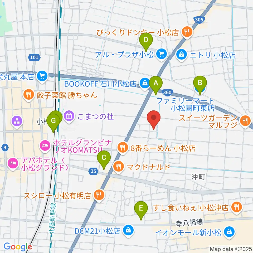 ロックスタジオFFBODY周辺のコンビニエンスストア一覧地図