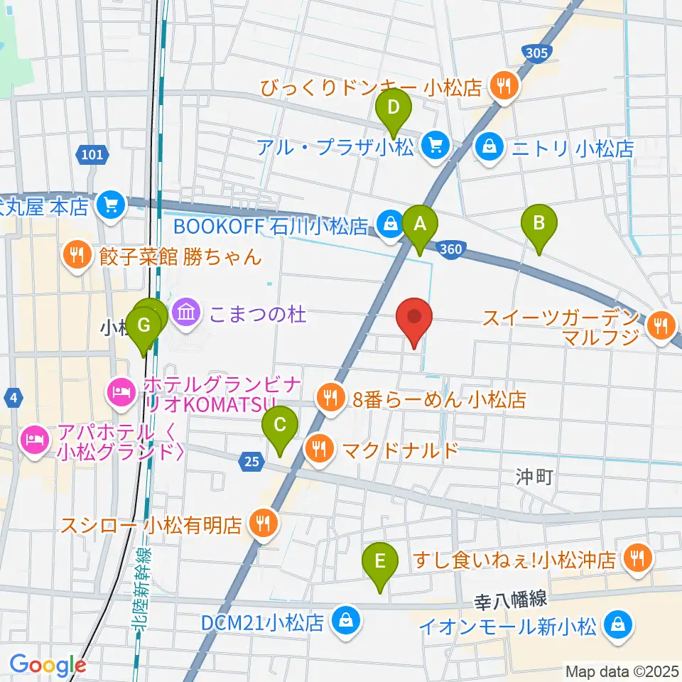 ロックスタジオFFBODY周辺のコンビニエンスストア一覧地図