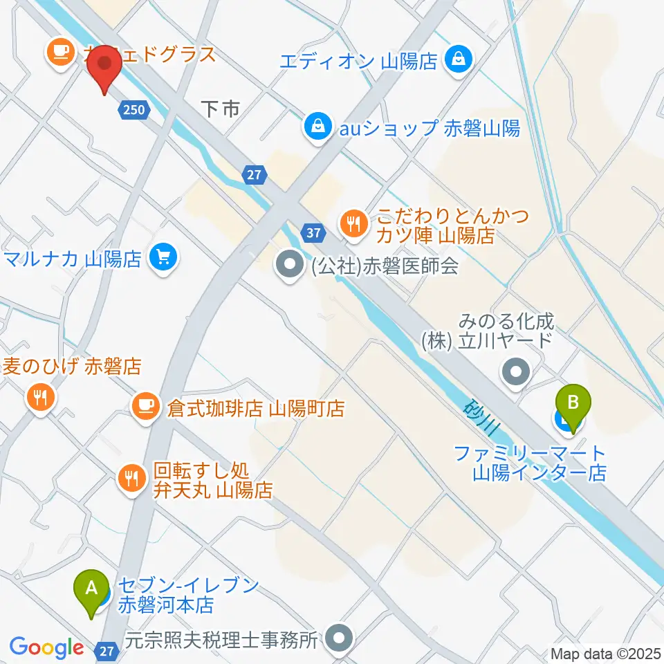 山陽こだま楽器 赤磐本店周辺のコンビニエンスストア一覧地図