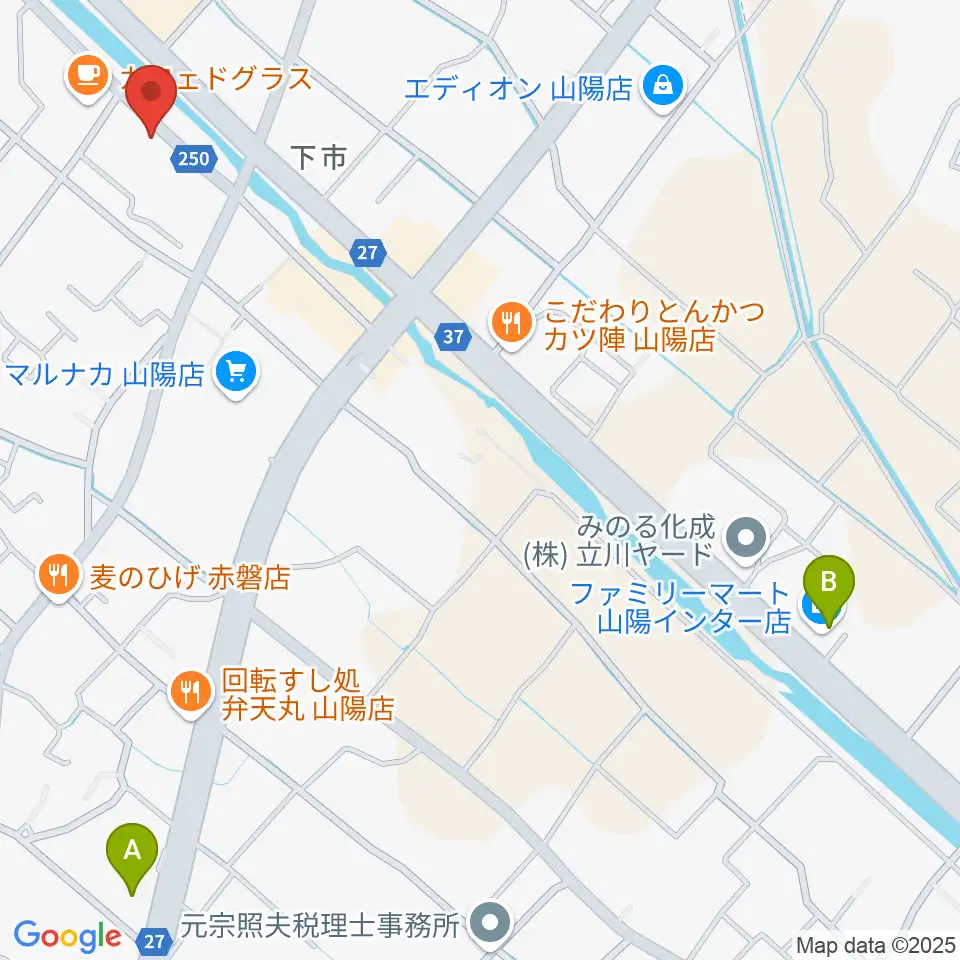 山陽こだま楽器 赤磐本店周辺のコンビニエンスストア一覧地図