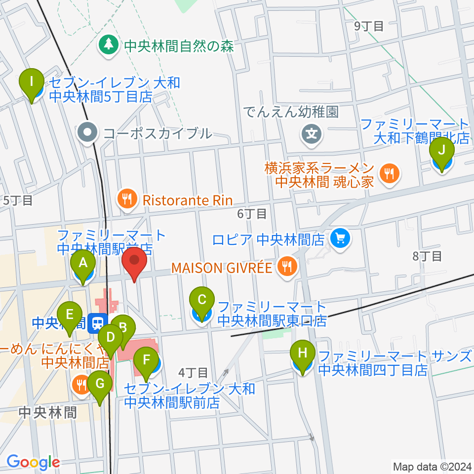 相模楽器 中央林間センター周辺のコンビニエンスストア一覧地図