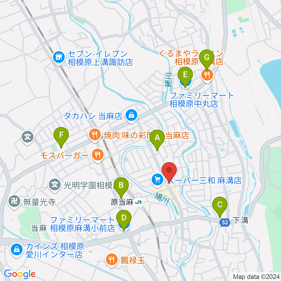 相模楽器 麻溝教室周辺のコンビニエンスストア一覧地図