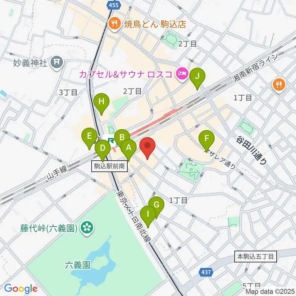 エークラスミュージック 駒込センター周辺のコンビニエンスストア一覧地図