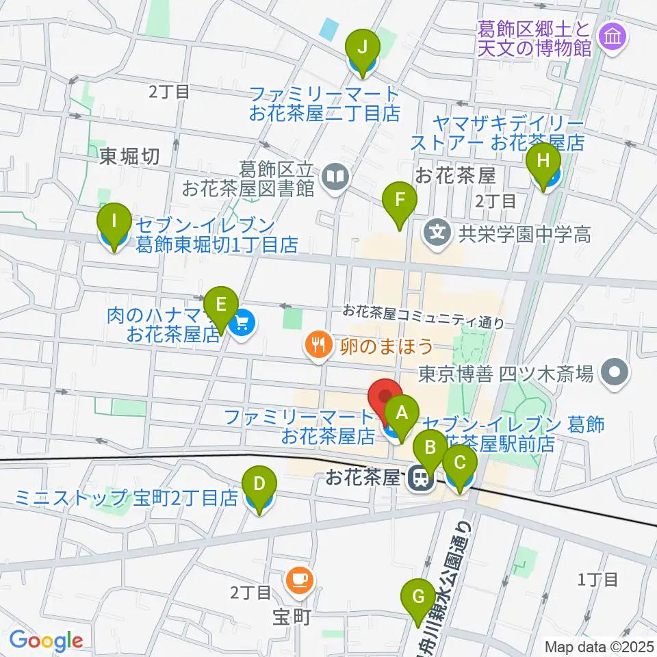 エークラスミュージック お花茶屋センター周辺のコンビニエンスストア一覧地図