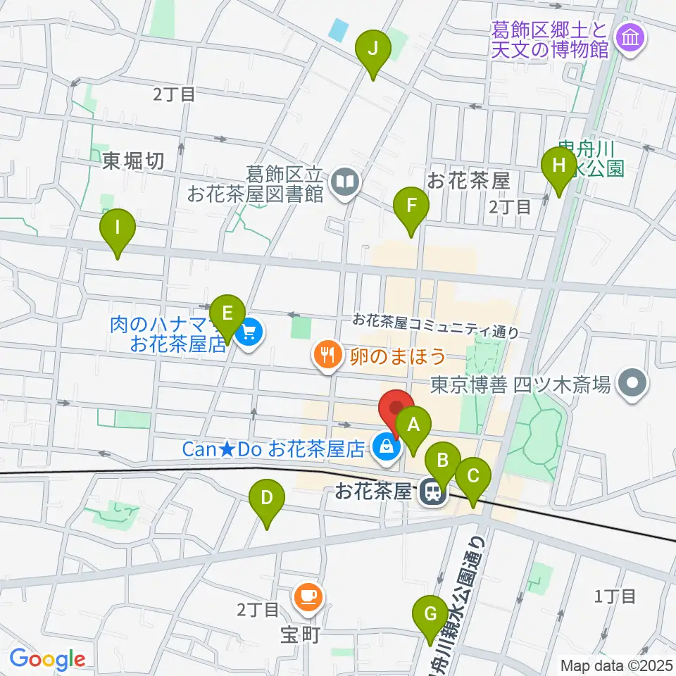 エークラスミュージック お花茶屋センター周辺のコンビニエンスストア一覧地図