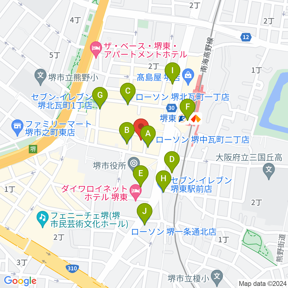 堺東Goith周辺のコンビニエンスストア一覧地図