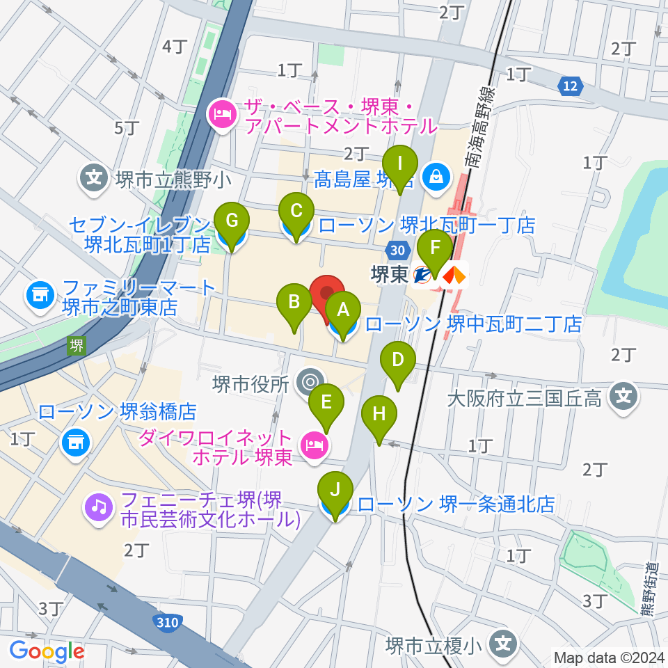 堺東Goith周辺のコンビニエンスストア一覧地図