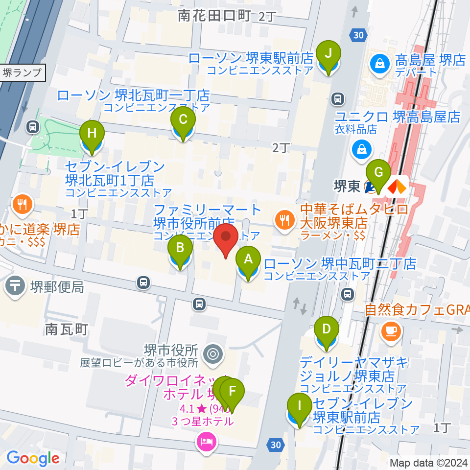 堺東Goith周辺のコンビニエンスストア一覧地図