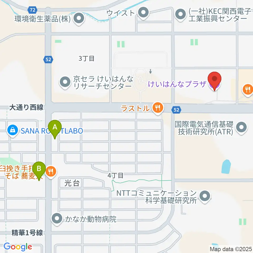 けいはんなプラザ周辺のコンビニエンスストア一覧地図