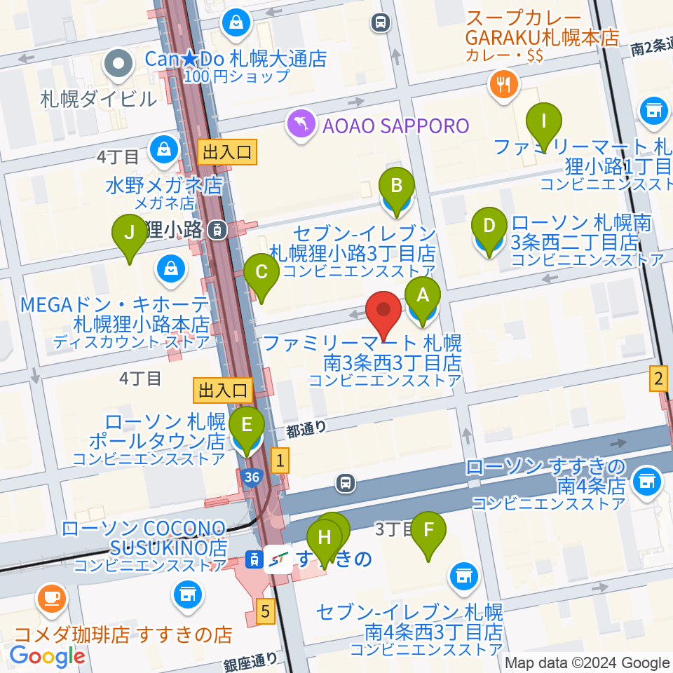 スタジオシーラカンス周辺のコンビニエンスストア一覧地図