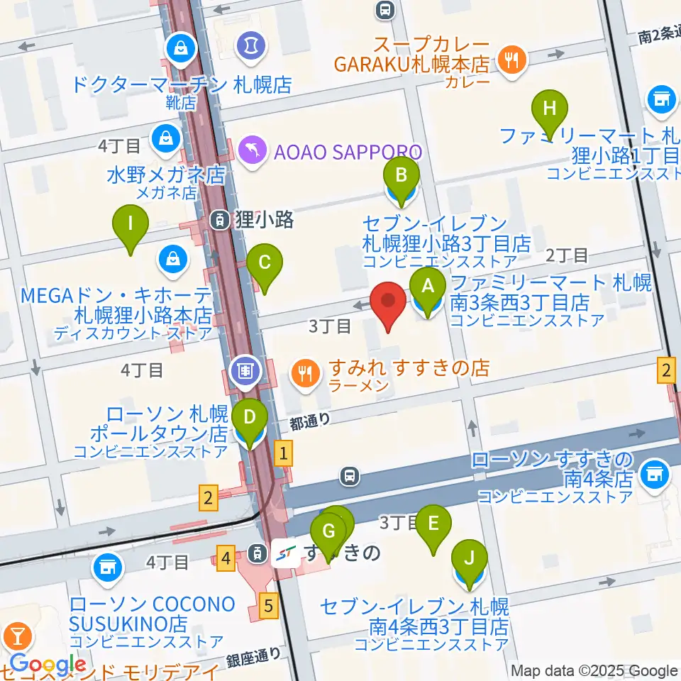 スタジオシーラカンス周辺のコンビニエンスストア一覧地図