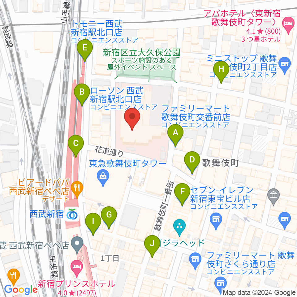 新宿ハイジアV-1周辺のコンビニエンスストア一覧地図