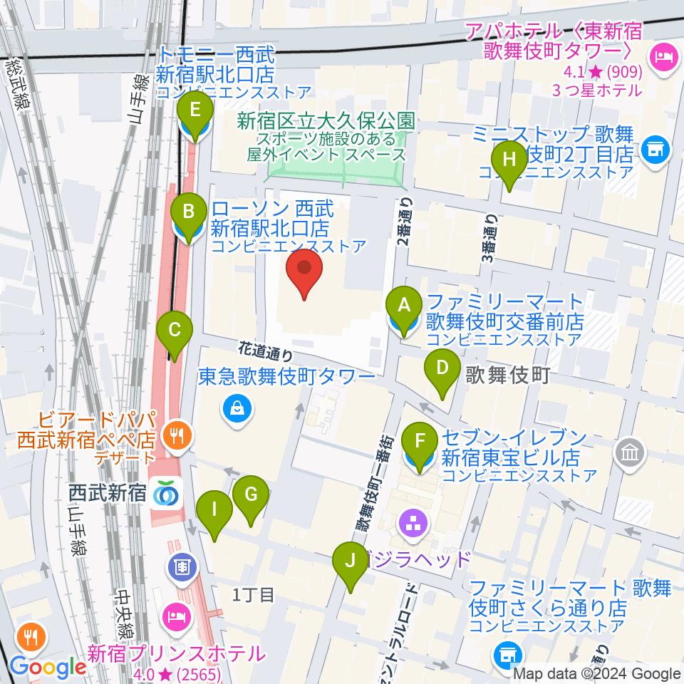 新宿ハイジアV-1周辺のコンビニエンスストア一覧地図