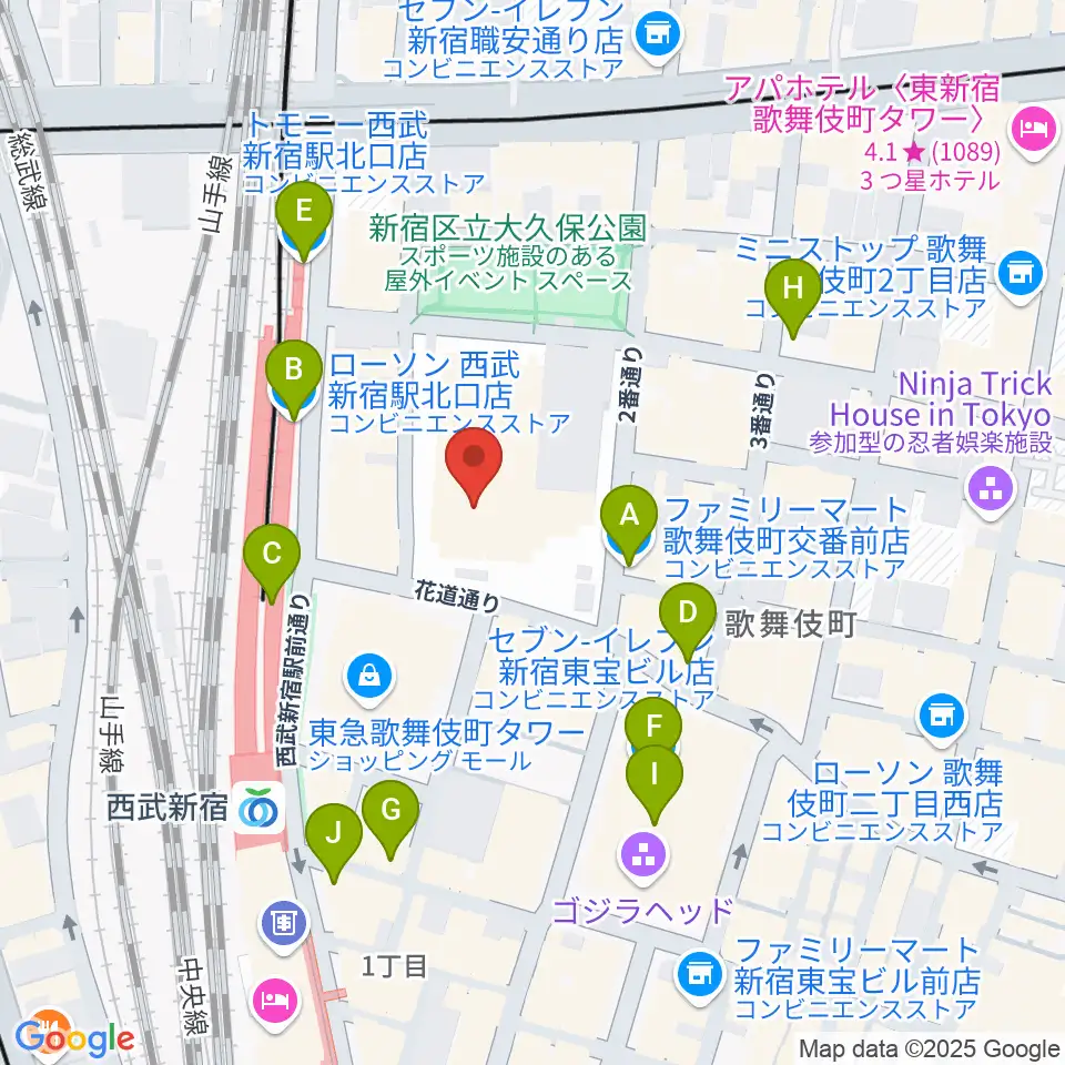 新宿ハイジアV-1周辺のコンビニエンスストア一覧地図