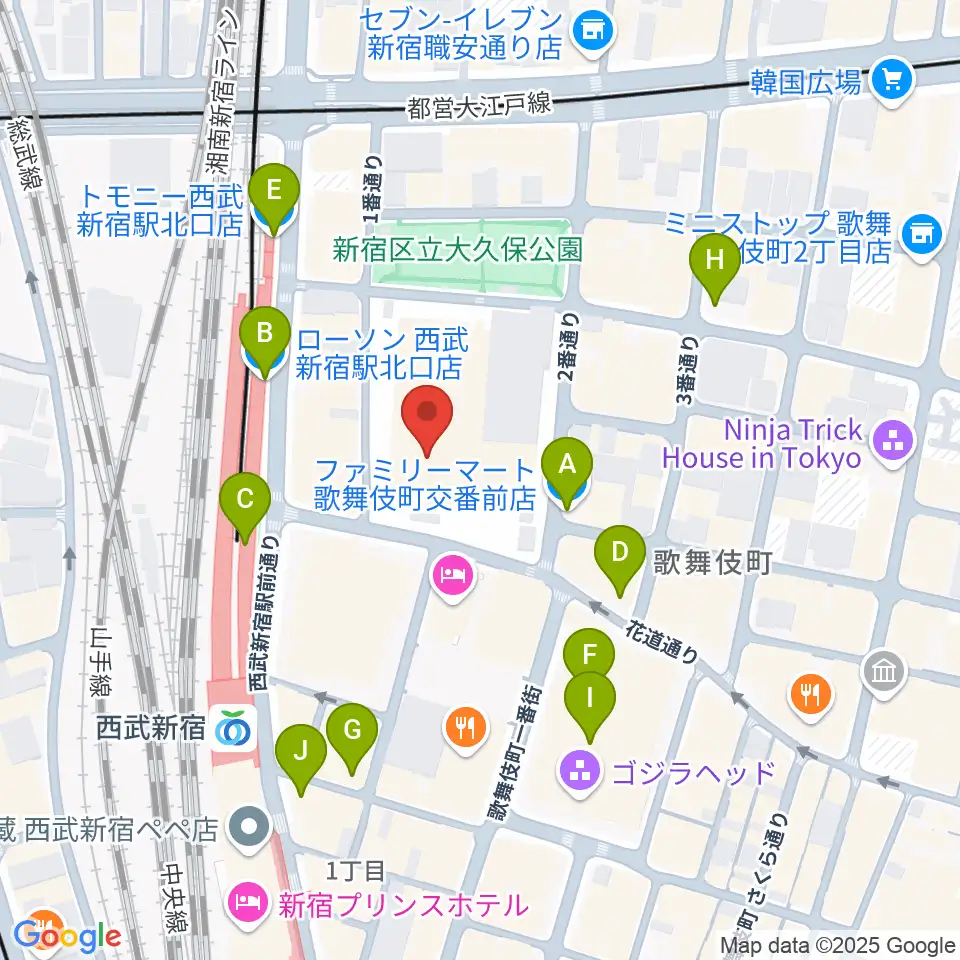 新宿ハイジアV-1周辺のコンビニエンスストア一覧地図