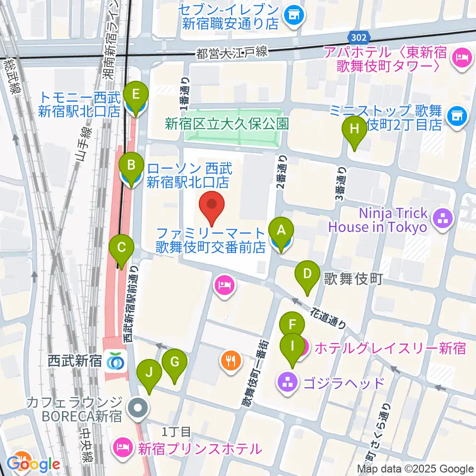 新宿ハイジアV-1周辺のコンビニエンスストア一覧地図