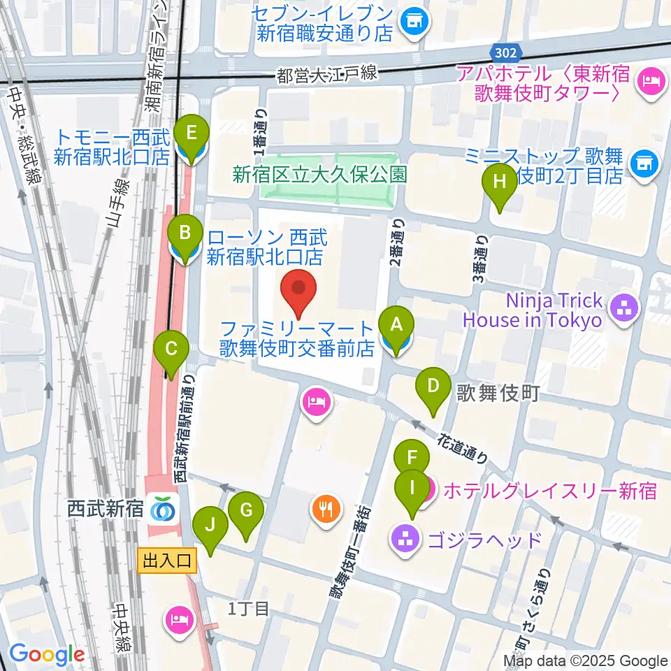 新宿ハイジアV-1周辺のコンビニエンスストア一覧地図