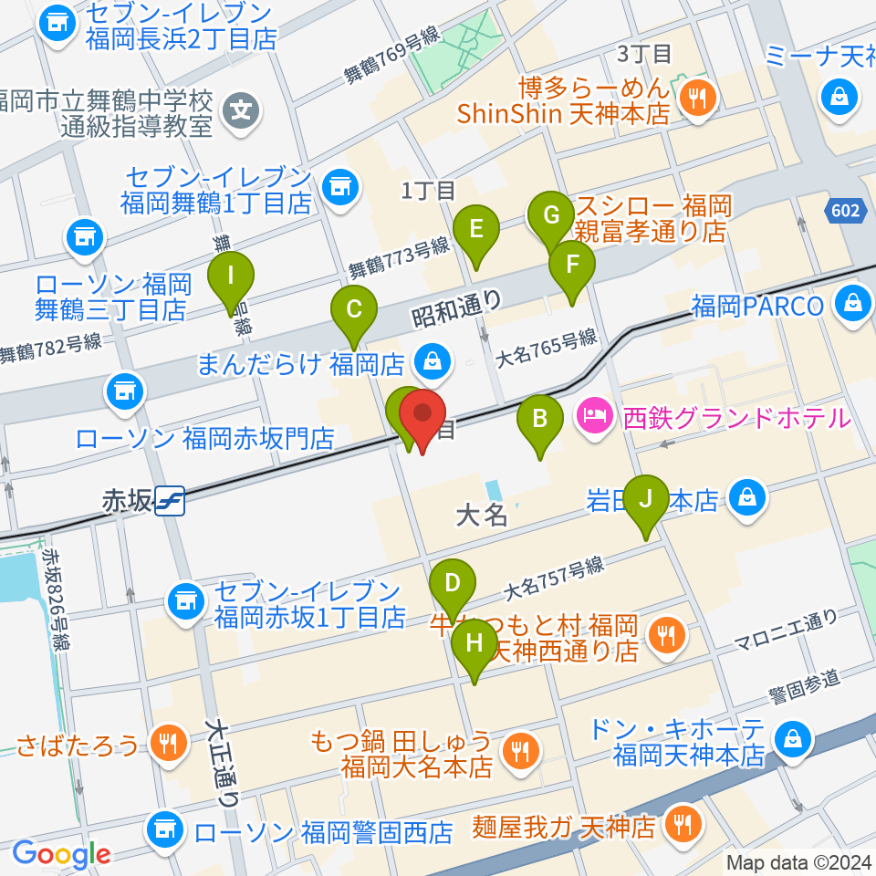 福岡Queblick周辺のコンビニエンスストア一覧地図