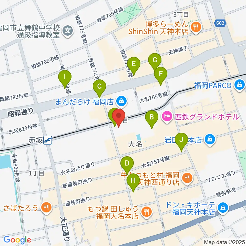 福岡Queblick周辺のコンビニエンスストア一覧地図