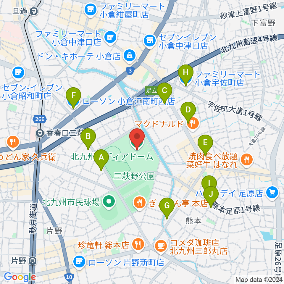 北九州メディアドーム周辺のコンビニエンスストア一覧地図