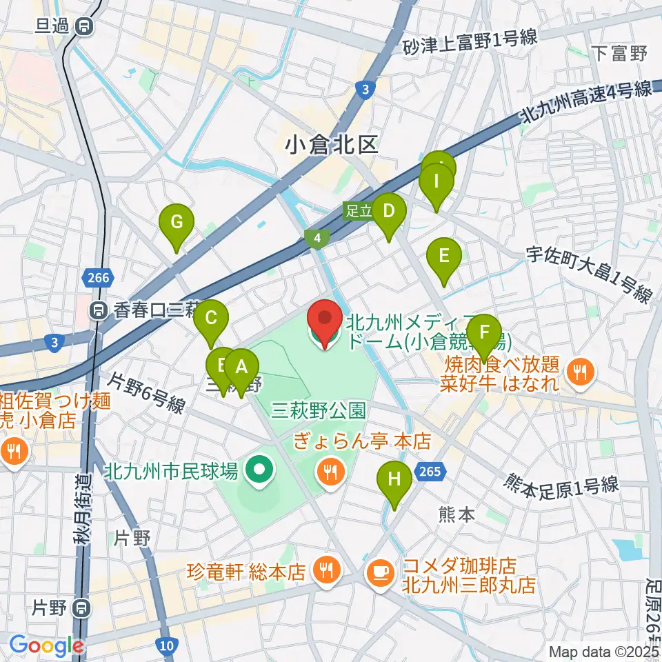 北九州メディアドーム周辺のコンビニエンスストア一覧地図